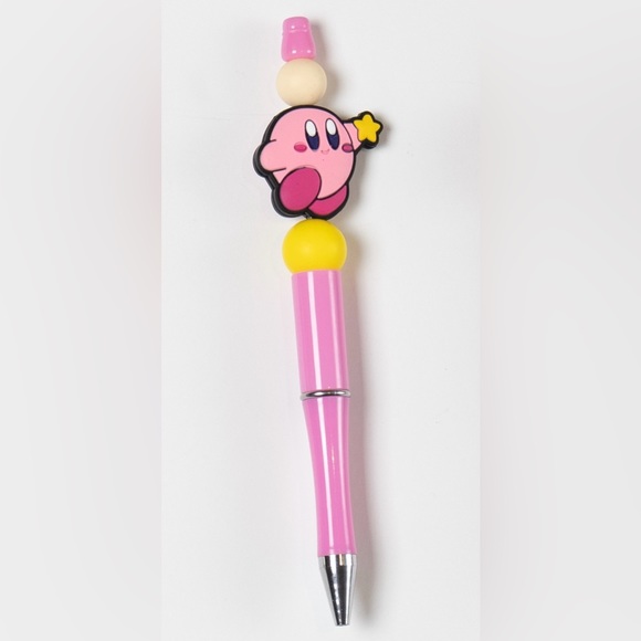 Kirby Custom Made Silicone Beaded Pen - Picture 1 of 2